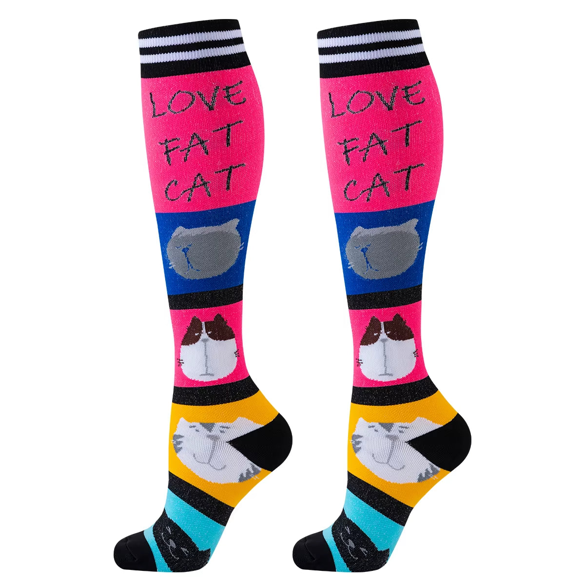 5 Pairs Cat Compression Socks Nurse Compression Socks Sport Knee High Compression Stocking