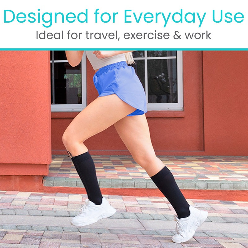 Zippered Knee High Compression Stockings 15-20mmHg