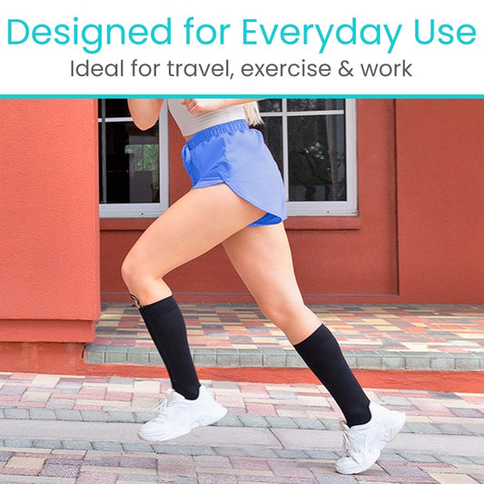 Zippered Knee High Compression Stockings 15-20mmHg