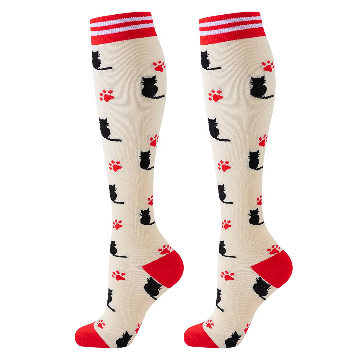 5 Pairs Cat Compression Socks Nurse Compression Socks Sport Knee High Compression Stocking