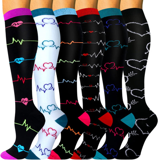 6 Pairs Compression Socks for Women & Men - 20-30 Mmhg Compression Stockings for Medical, Nurse, Running